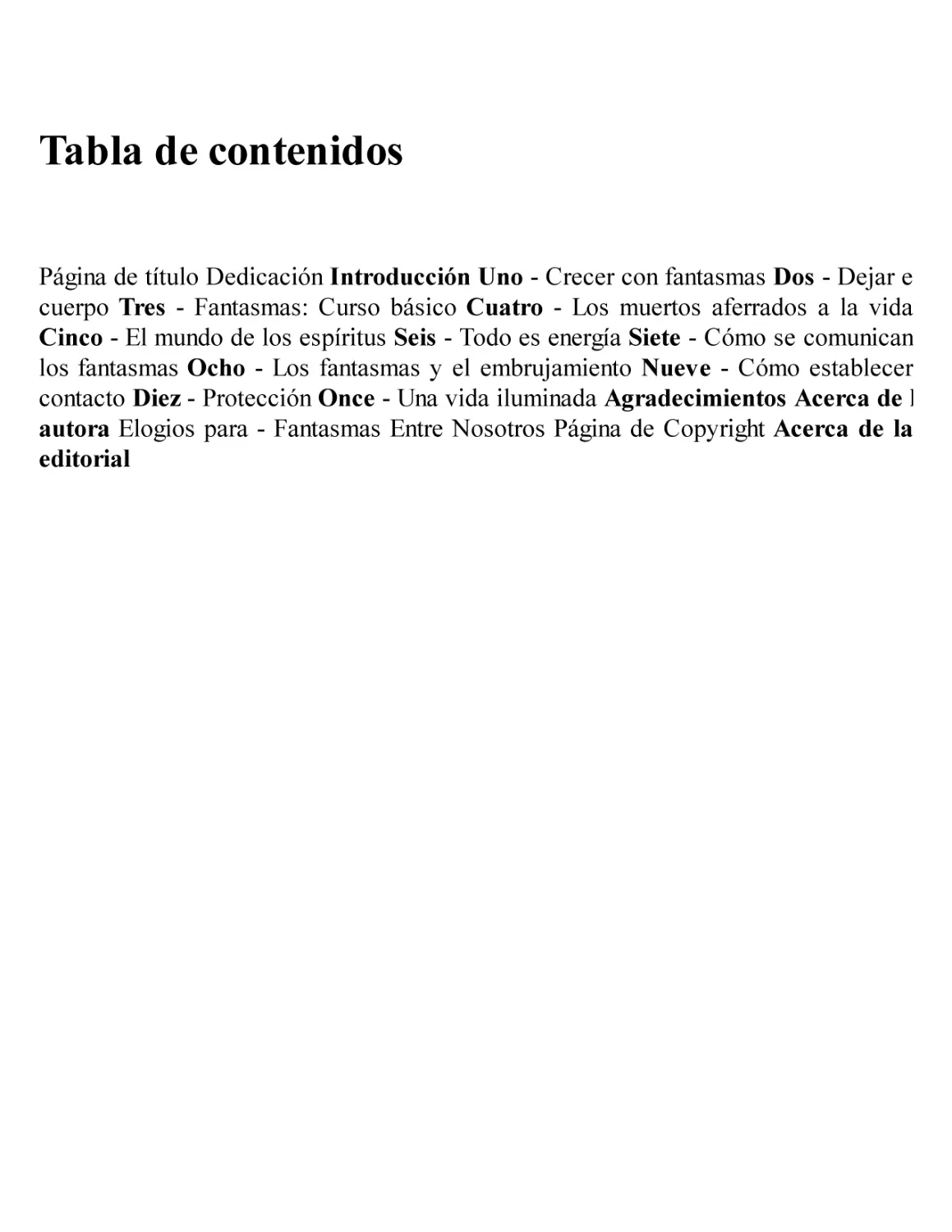 Tabla de contenidos