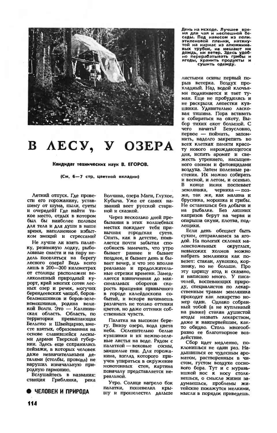 В. ЕГОРОВ, канд. техн. наук — В лесу, у озера