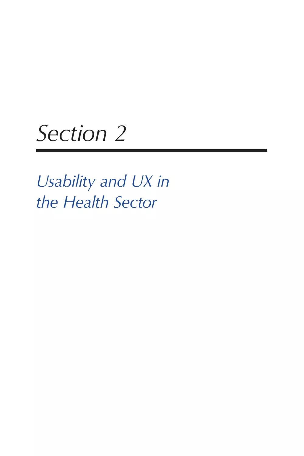 Section 2 Usability and UX in the Health Sector
