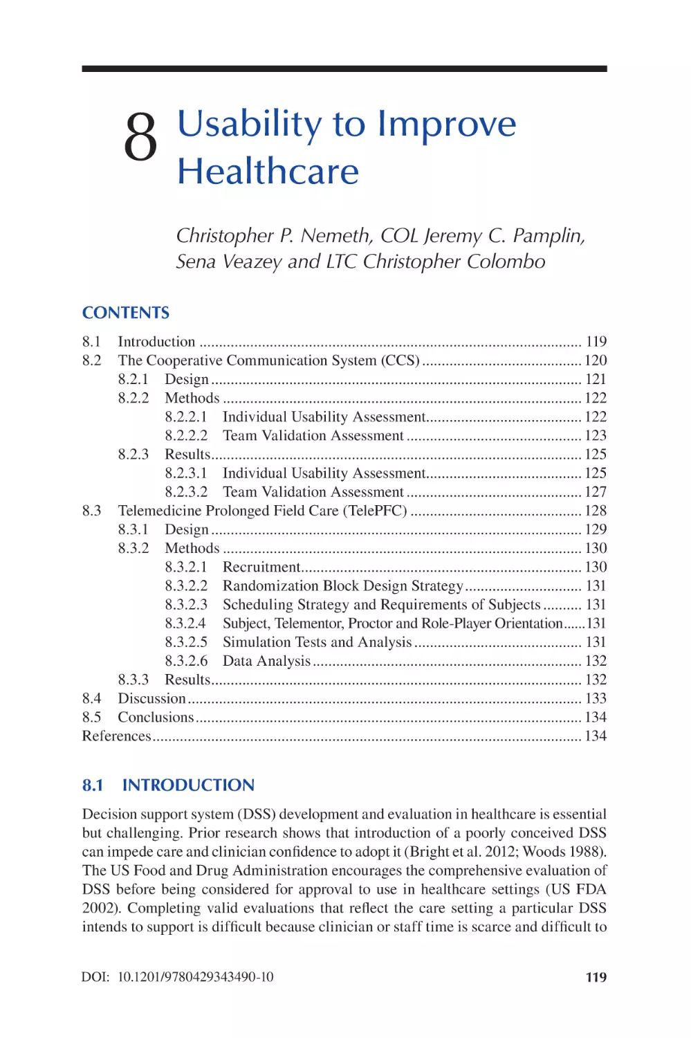 Chapter 8 Usability to Improve Healthcare
8.1 Introduction