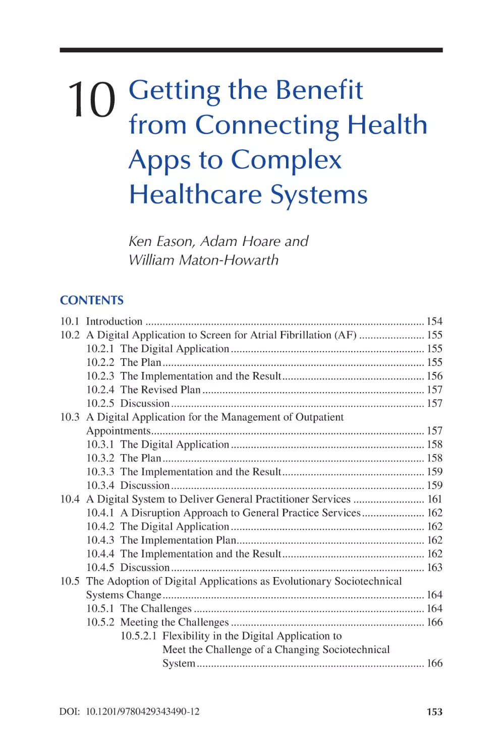Chapter 10 Getting the Benefit from Connecting Health Apps to Complex Healthcare Systems
