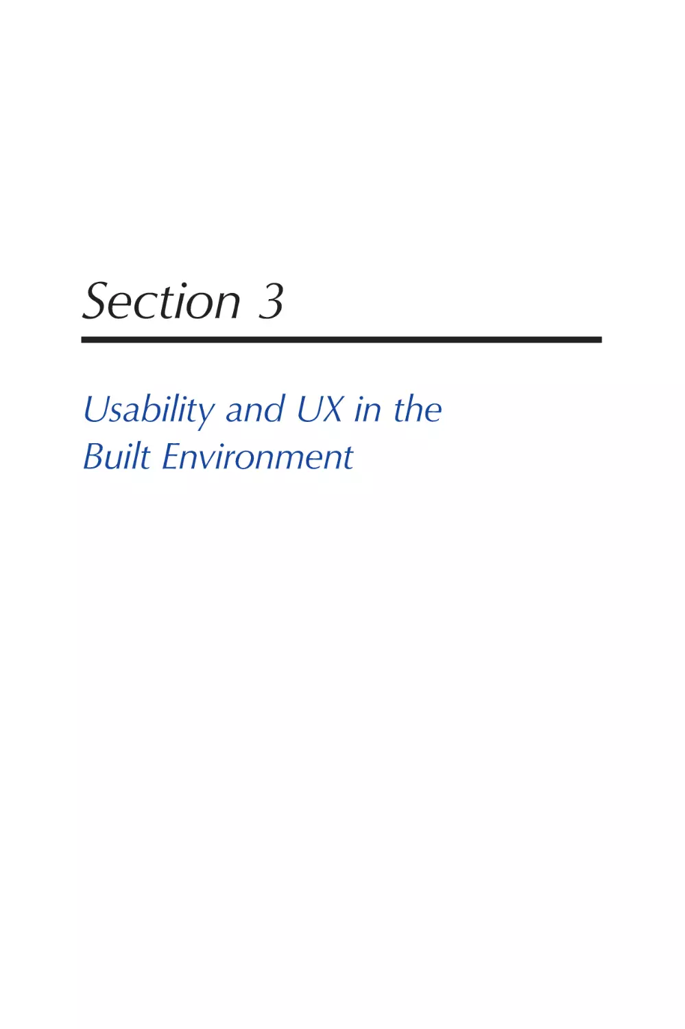 Section 3 Usability and UX in the Built Environment