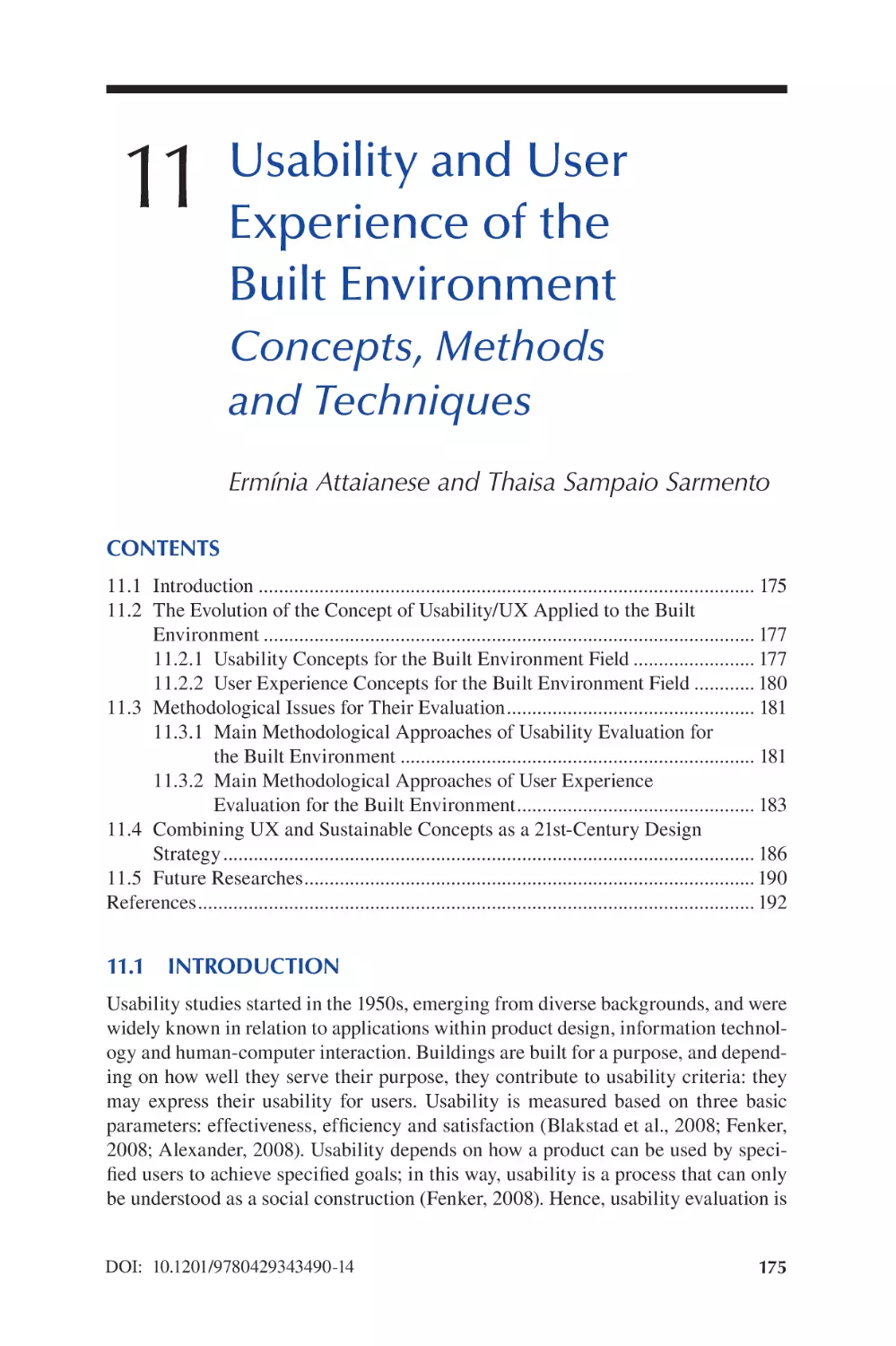 Chapter 11 Usability and User Experience of the Built Environment
11.1 Introduction