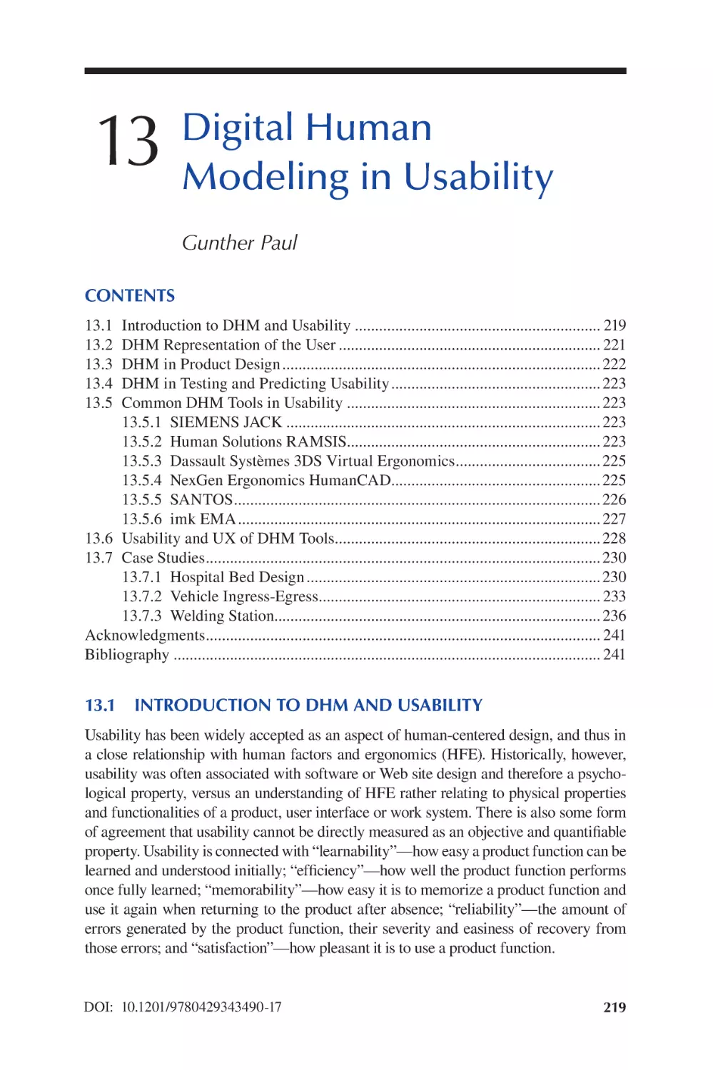 Chapter 13 Digital Human Modeling in Usability
13.1 Introduction to DHM and Usability