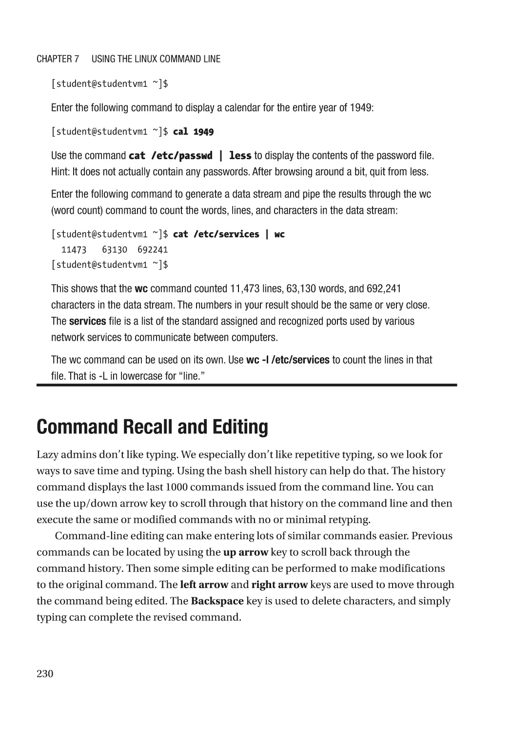 Command Recall and Editing