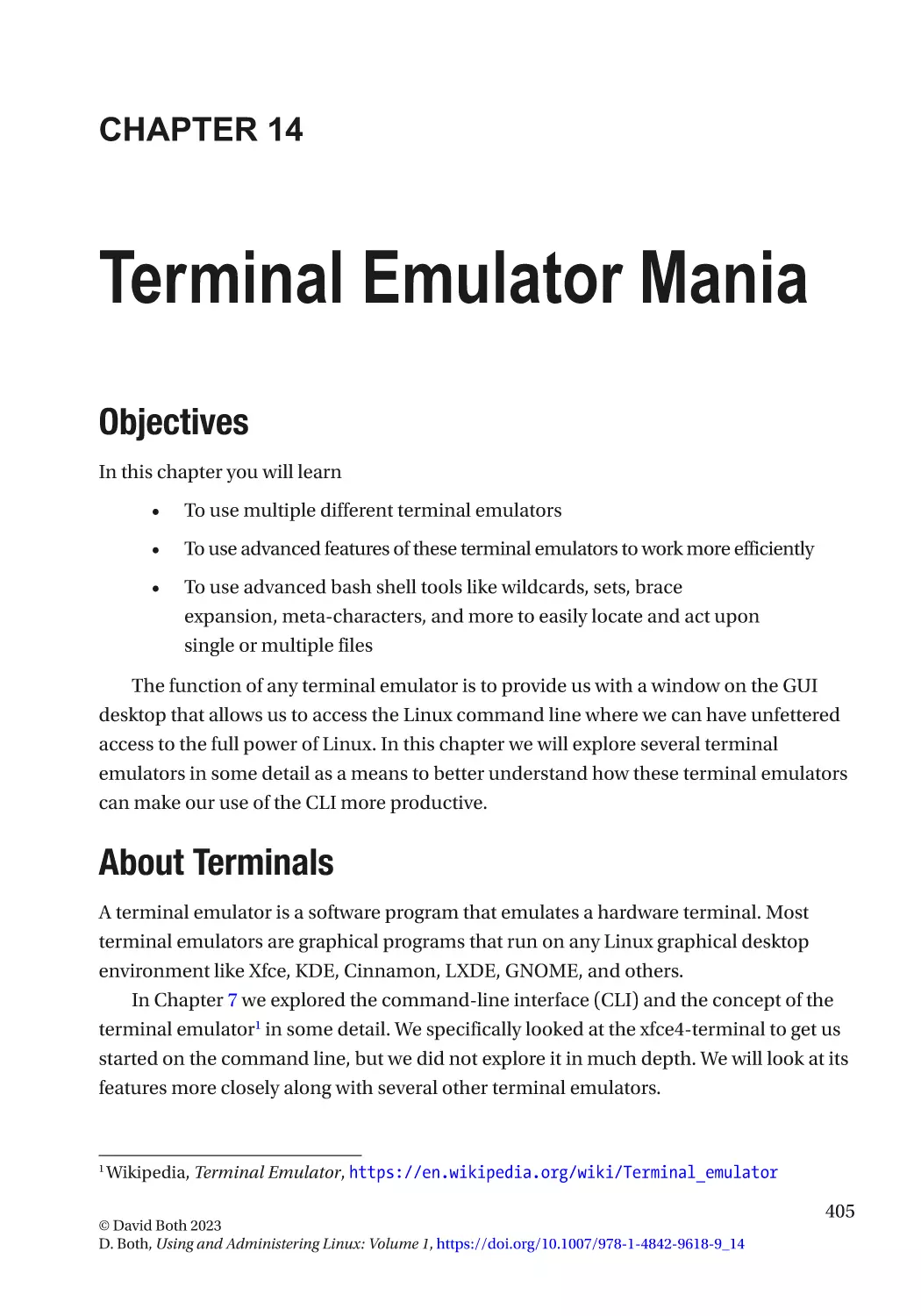 Chapter 14
Objectives
About Terminals