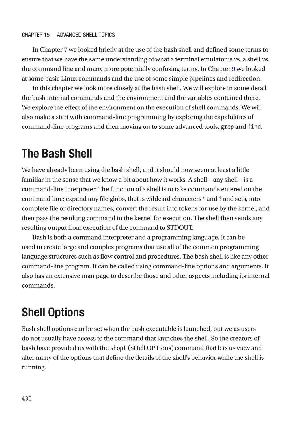 The Bash Shell
Shell Options