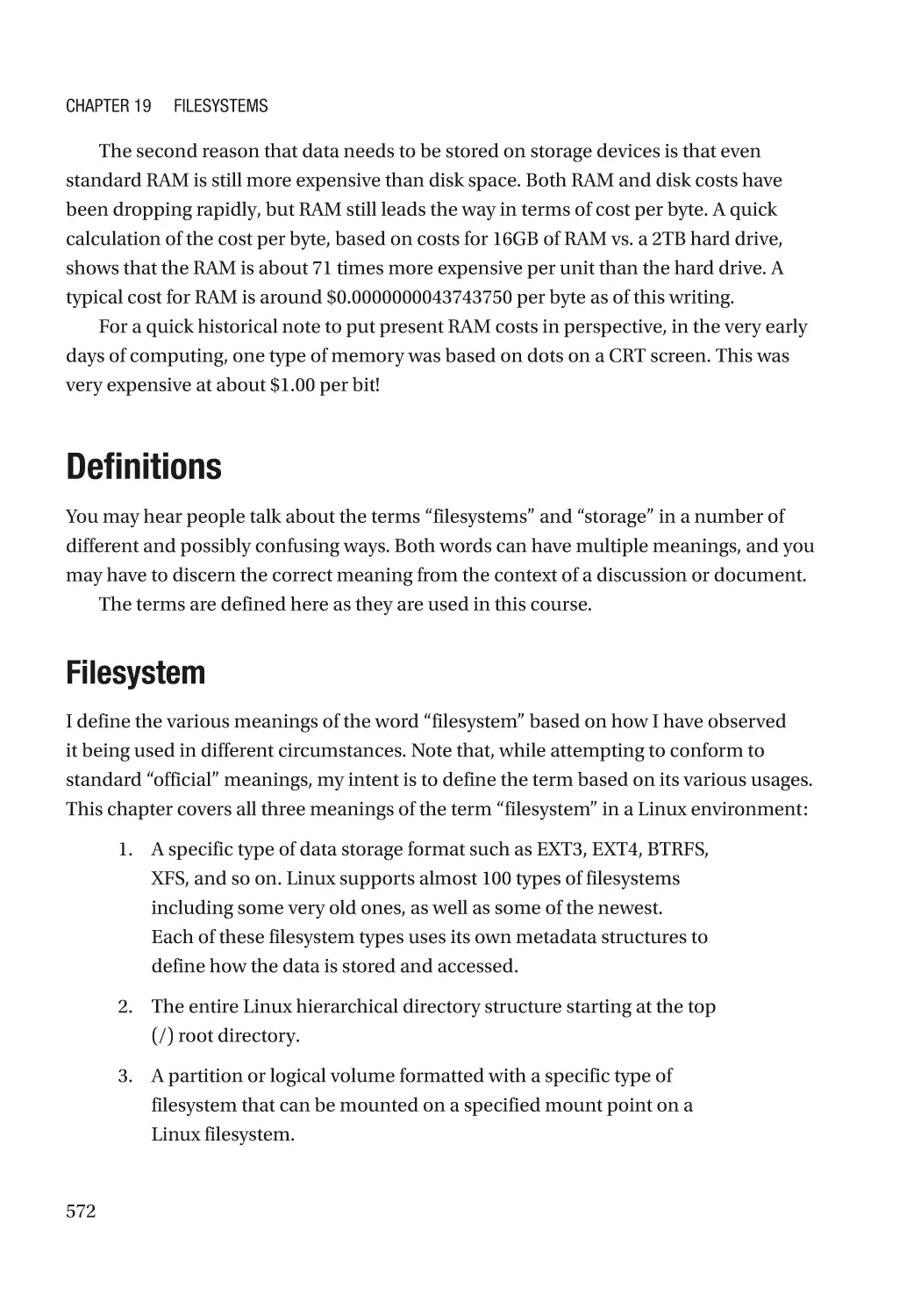 Definitions
Filesystem