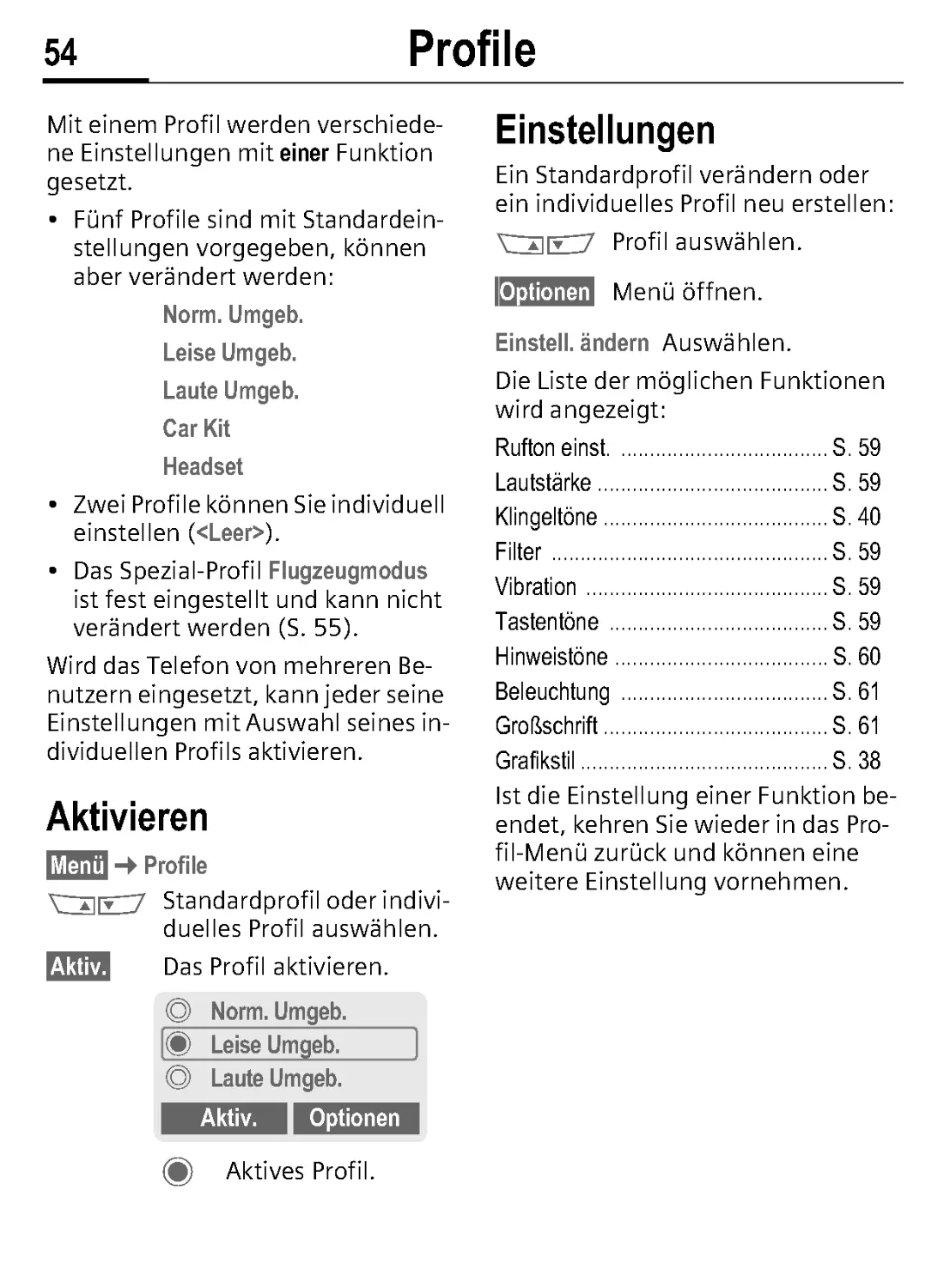 Profile
Einstellungen