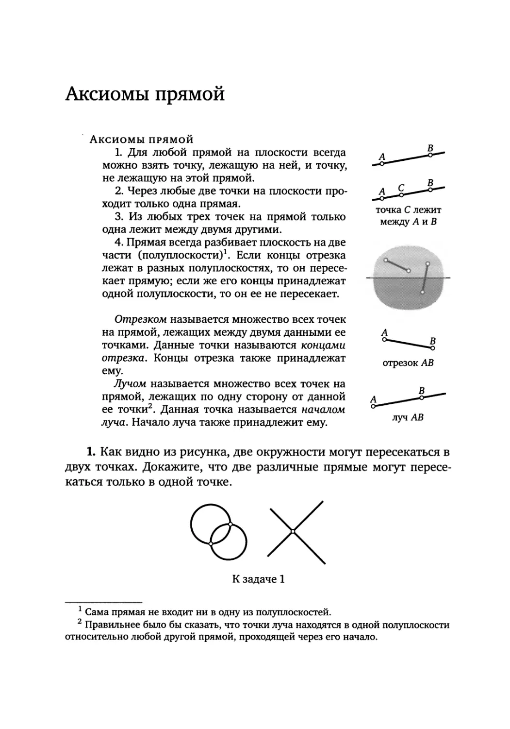 Аксиомы прямой