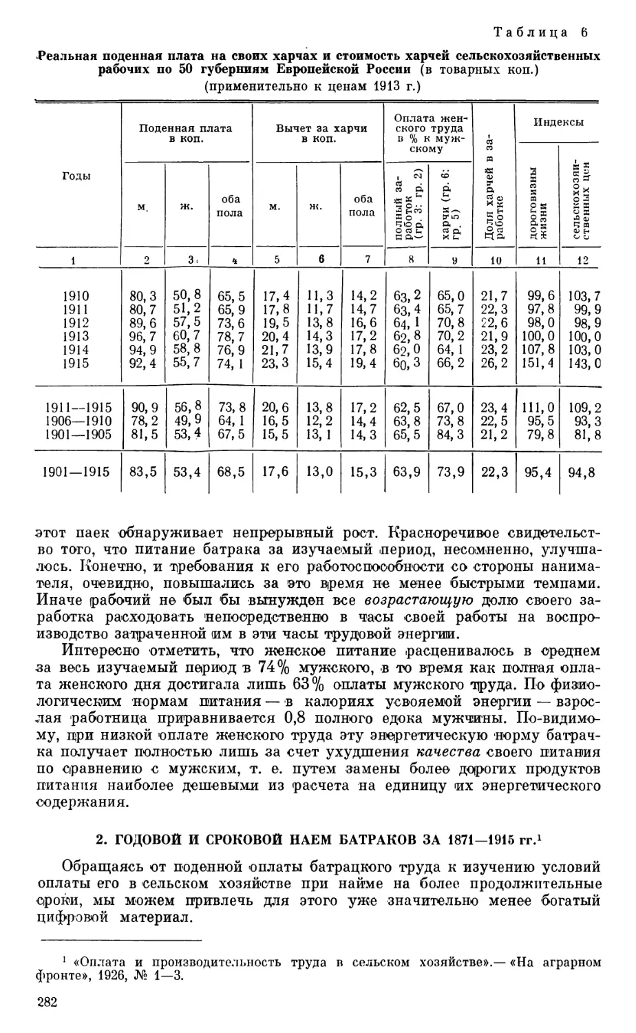 2. Годовой и сроковой наем батраков за 1871—1915 гг
