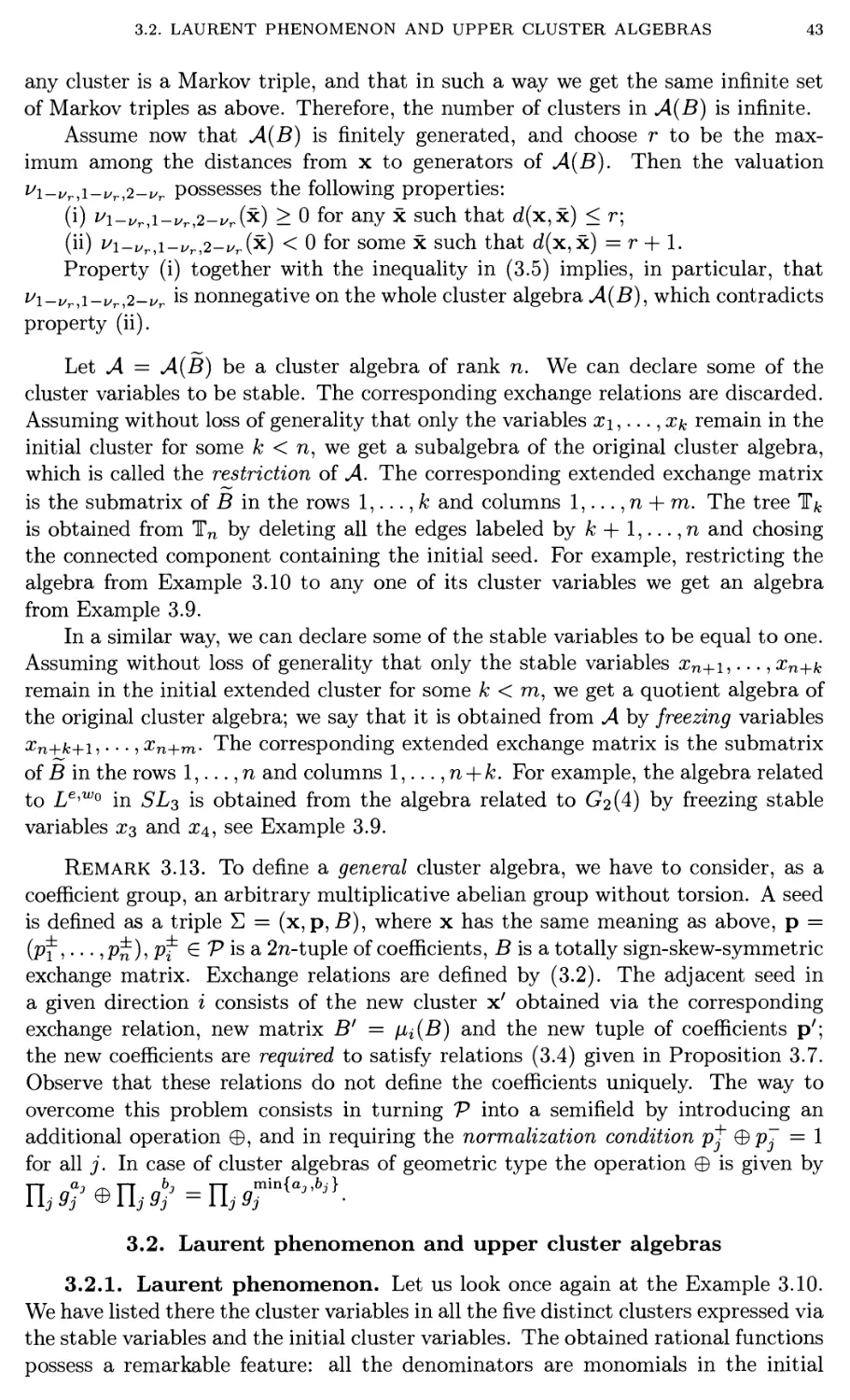 3.2. Laurent phenomenon and upper cluster algebras 57