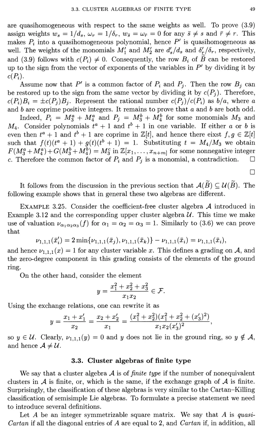 3.3. Cluster algebras of finite type 63