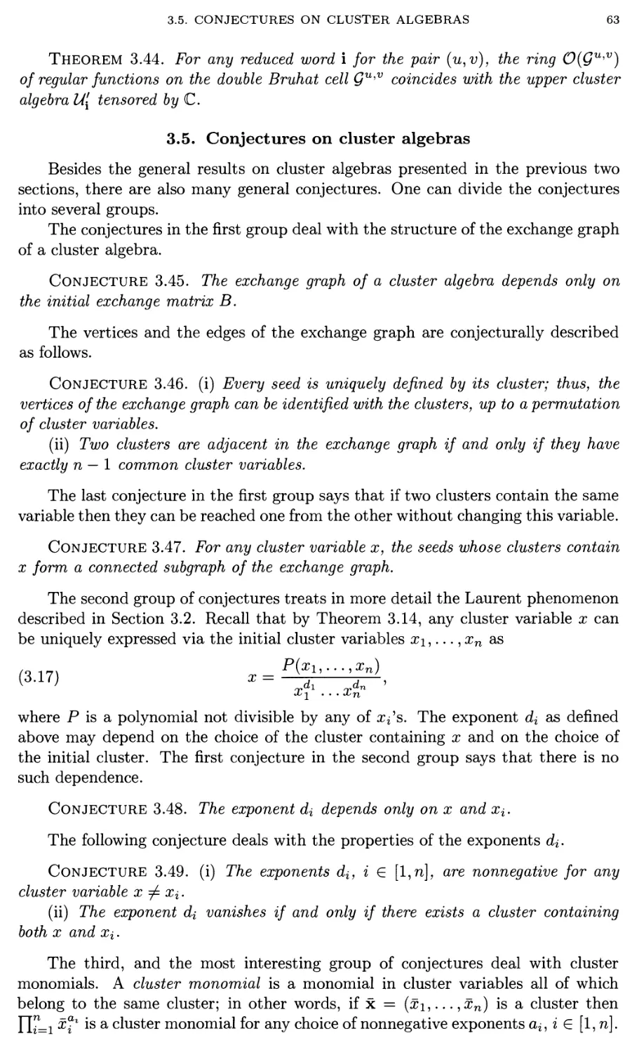 3.5. Conjectures on cluster algebras 77