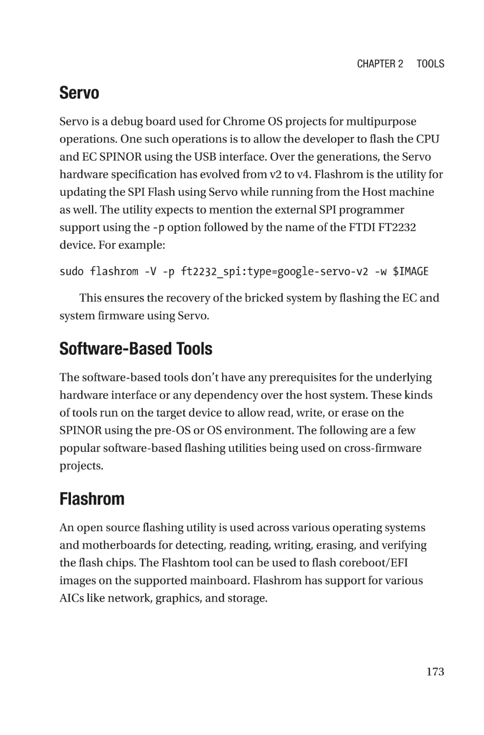 Servo
Software-Based Tools
Flashrom
