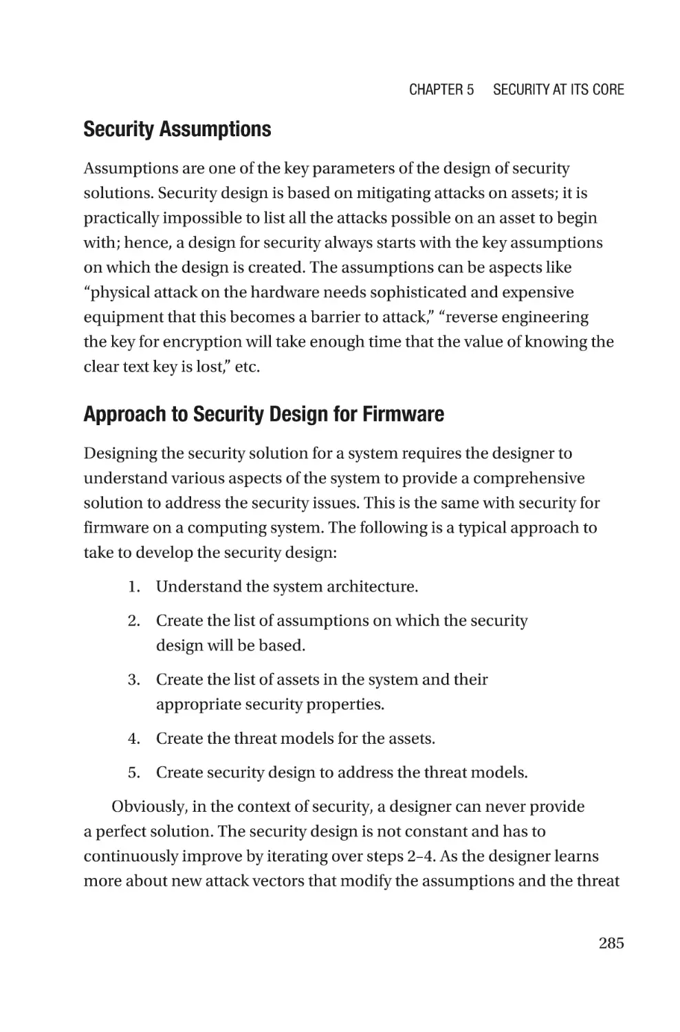 Security Assumptions
Approach to Security Design for Firmware