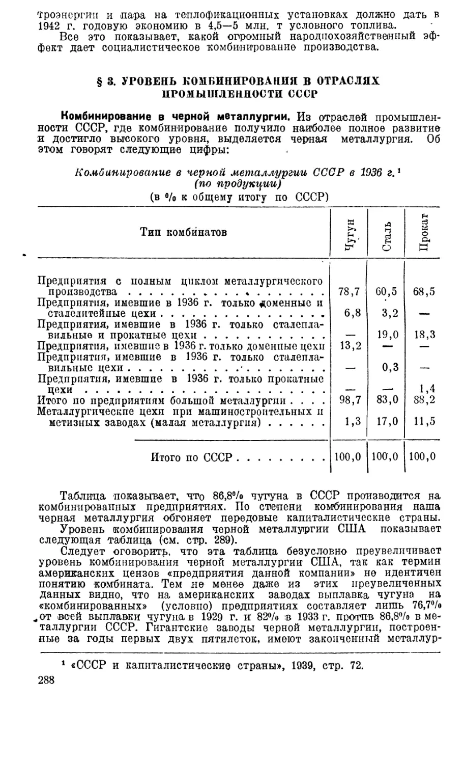 § 3. Уровень комбинирования в отраслях промышленности СССР