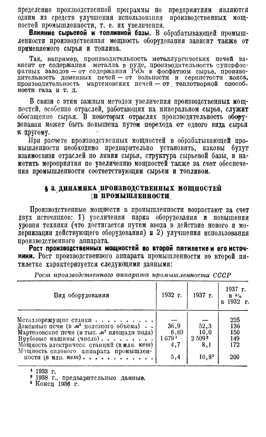 § 3. Динамика производственных мощностей в промышленности