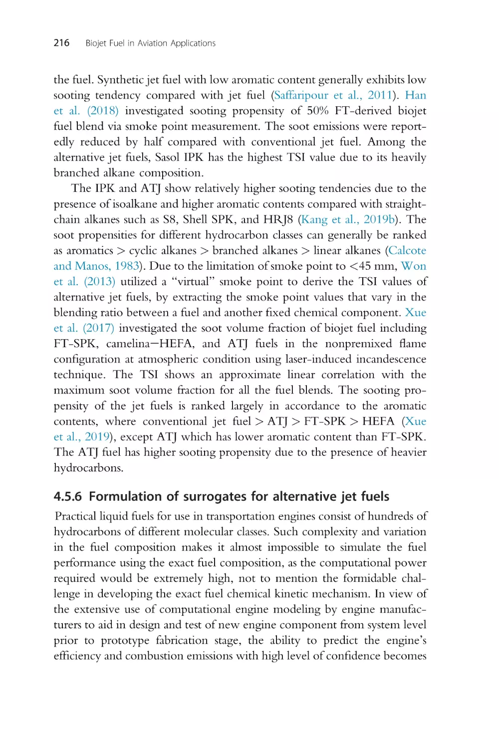 4.5.6 Formulation of surrogates for alternative jet fuels