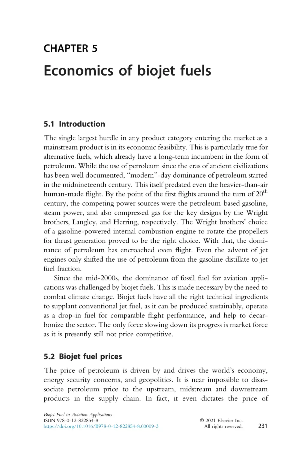 5 - Economics of biojet fuels
5.1 Introduction
5.2 Biojet fuel prices