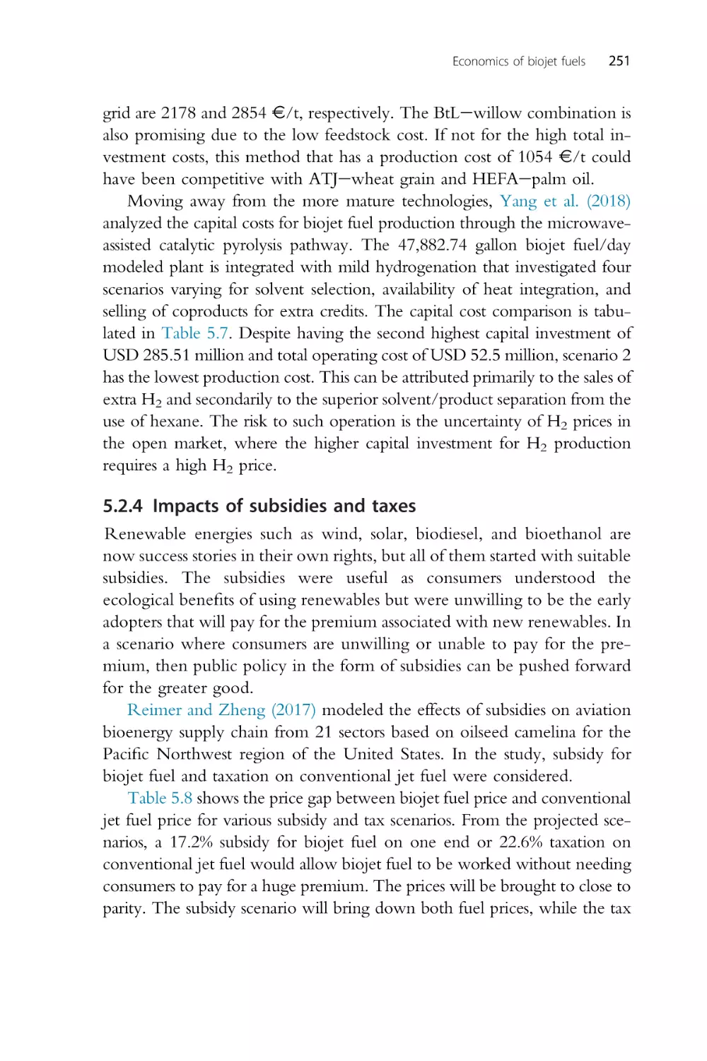 5.2.4 Impacts of subsidies and taxes