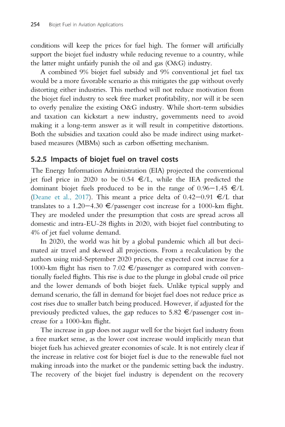 5.2.5 Impacts of biojet fuel on travel costs