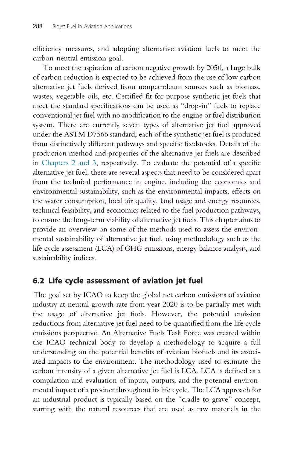 6.2 Life cycle assessment of aviation jet fuel