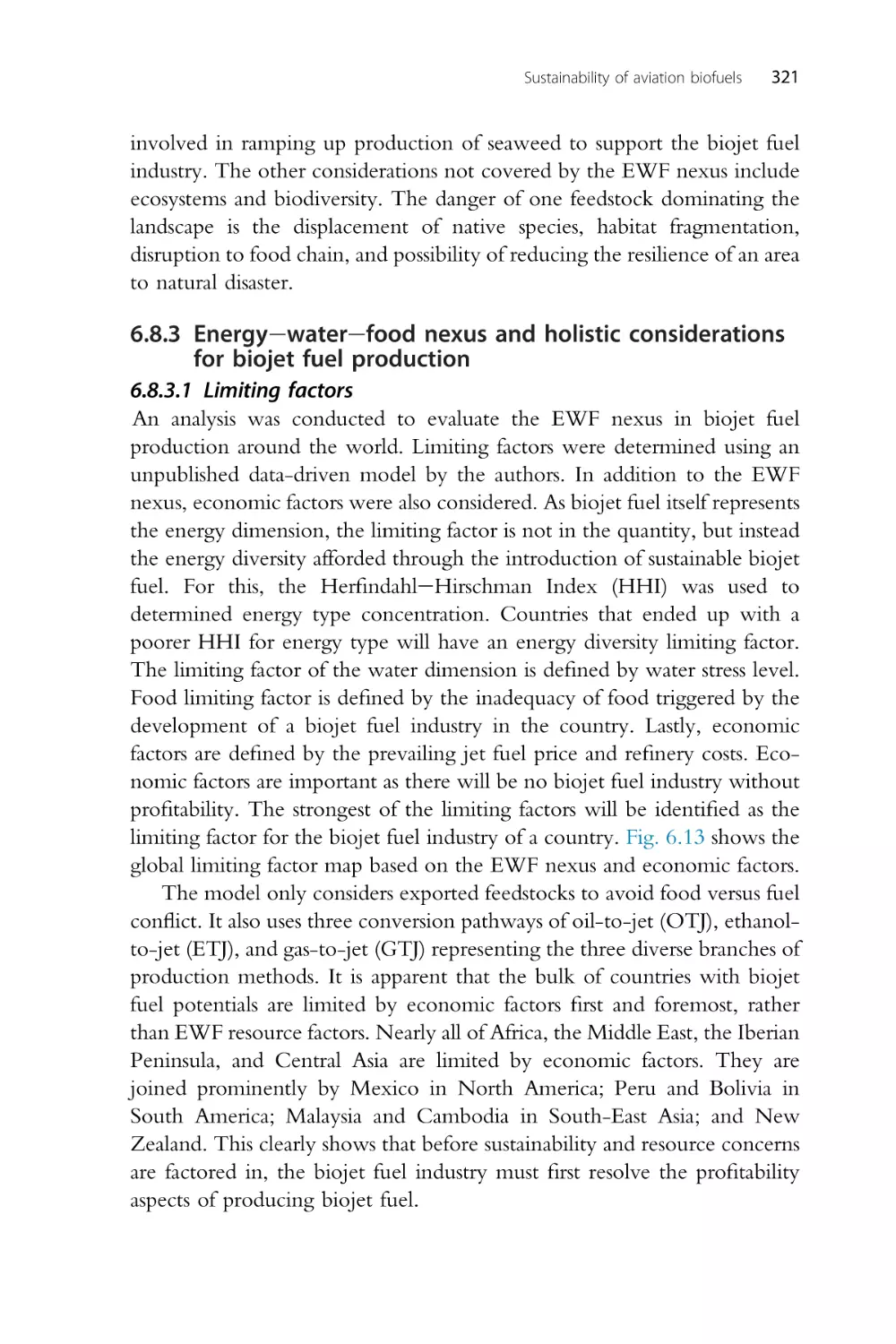 6.8.3 Energy–water–food nexus and holistic considerations for biojet fuel production
6.8.3.1 Limiting factors