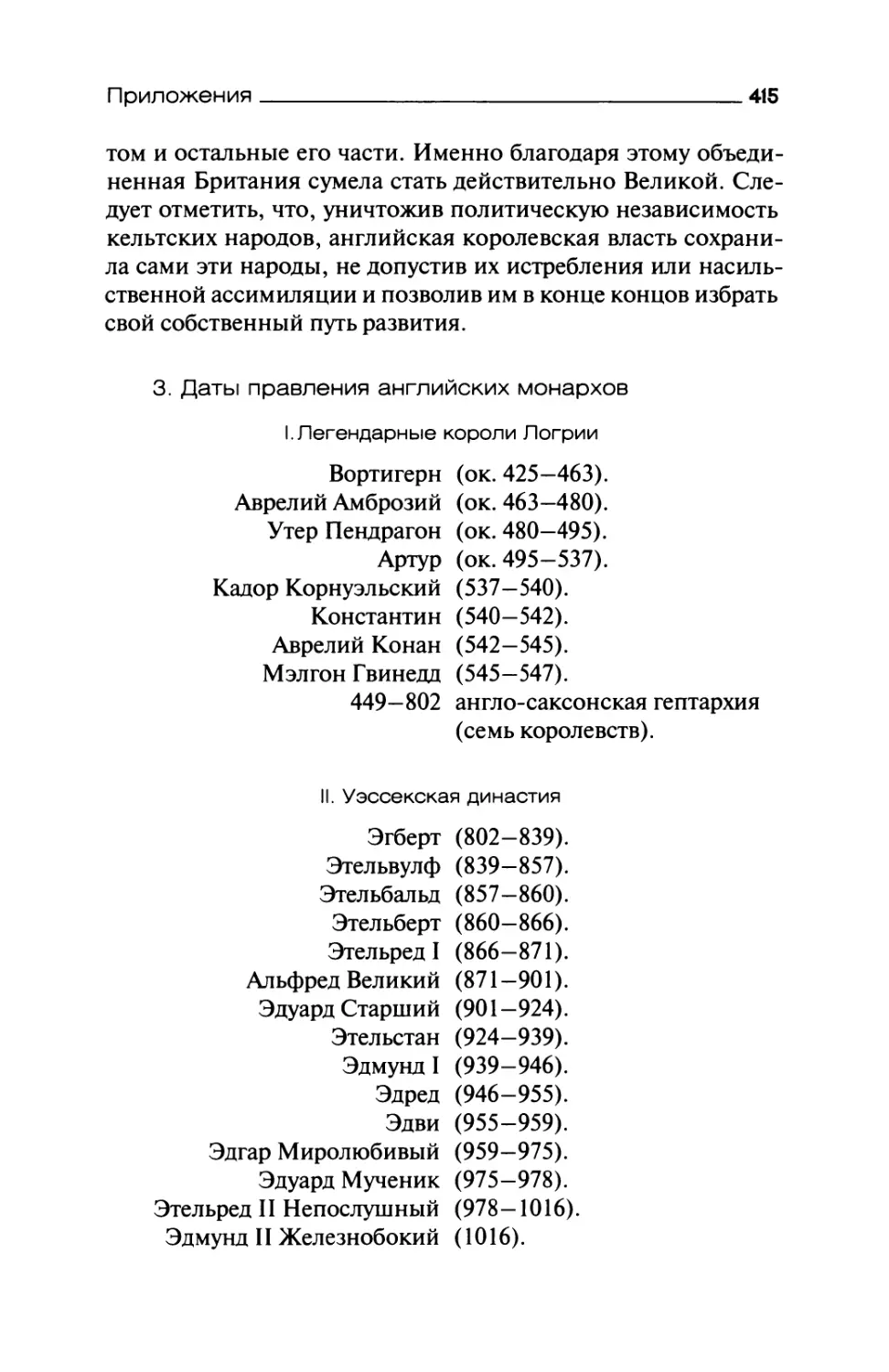 3. Даты правления английских монархов