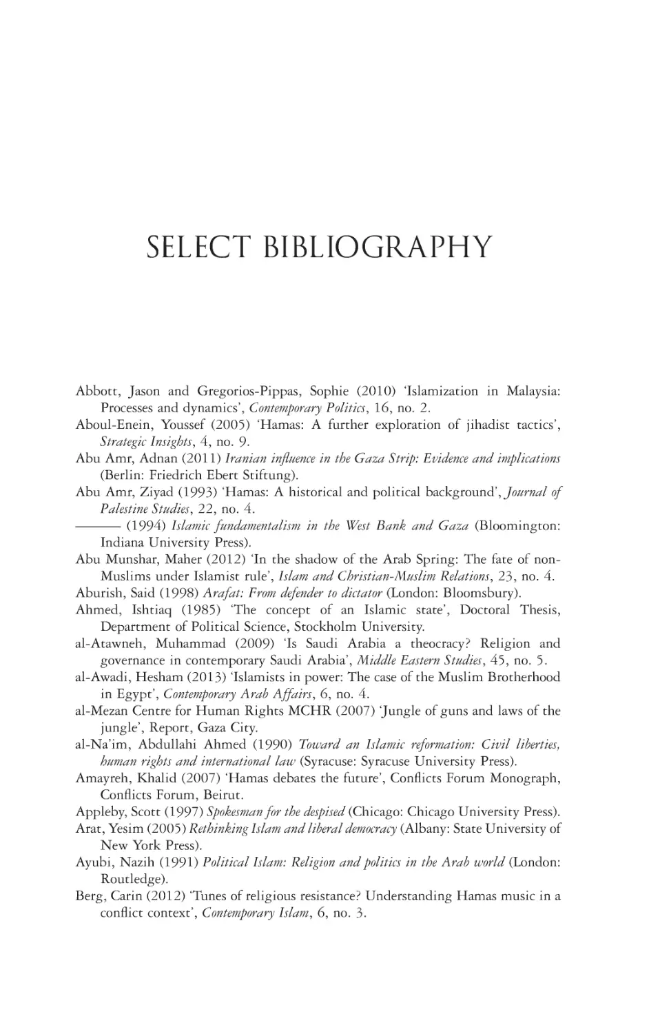 Select Bibliography