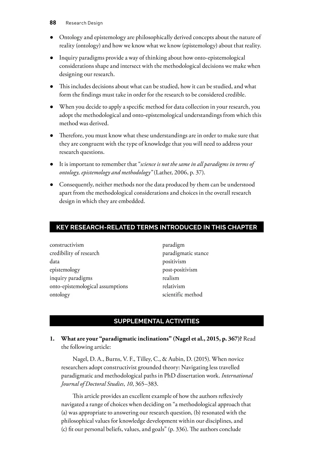 Key Research-Related Terms Introduced in This Chapter
Supplemental Activities