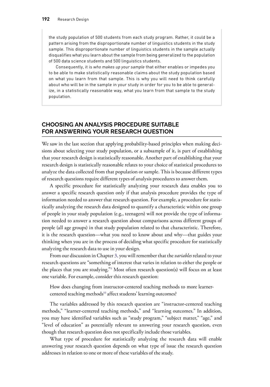 Choosing an Analysis Procedure Suitable for Answering Your Research Question