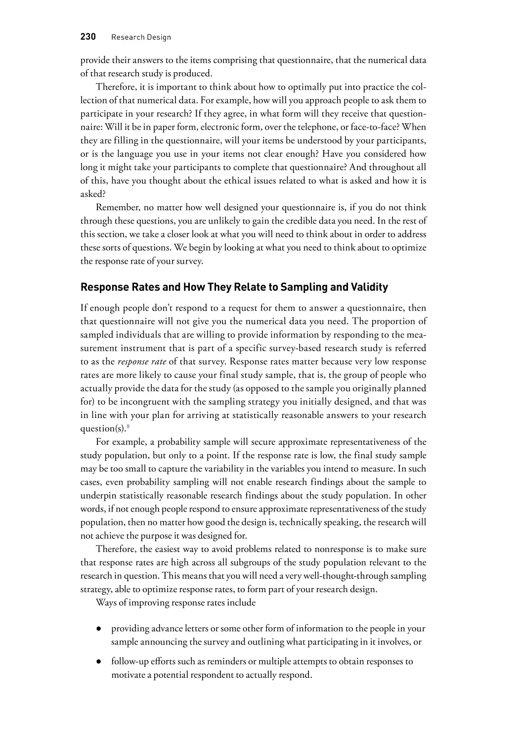 Response Rates and How They Relate to Sampling and Validity