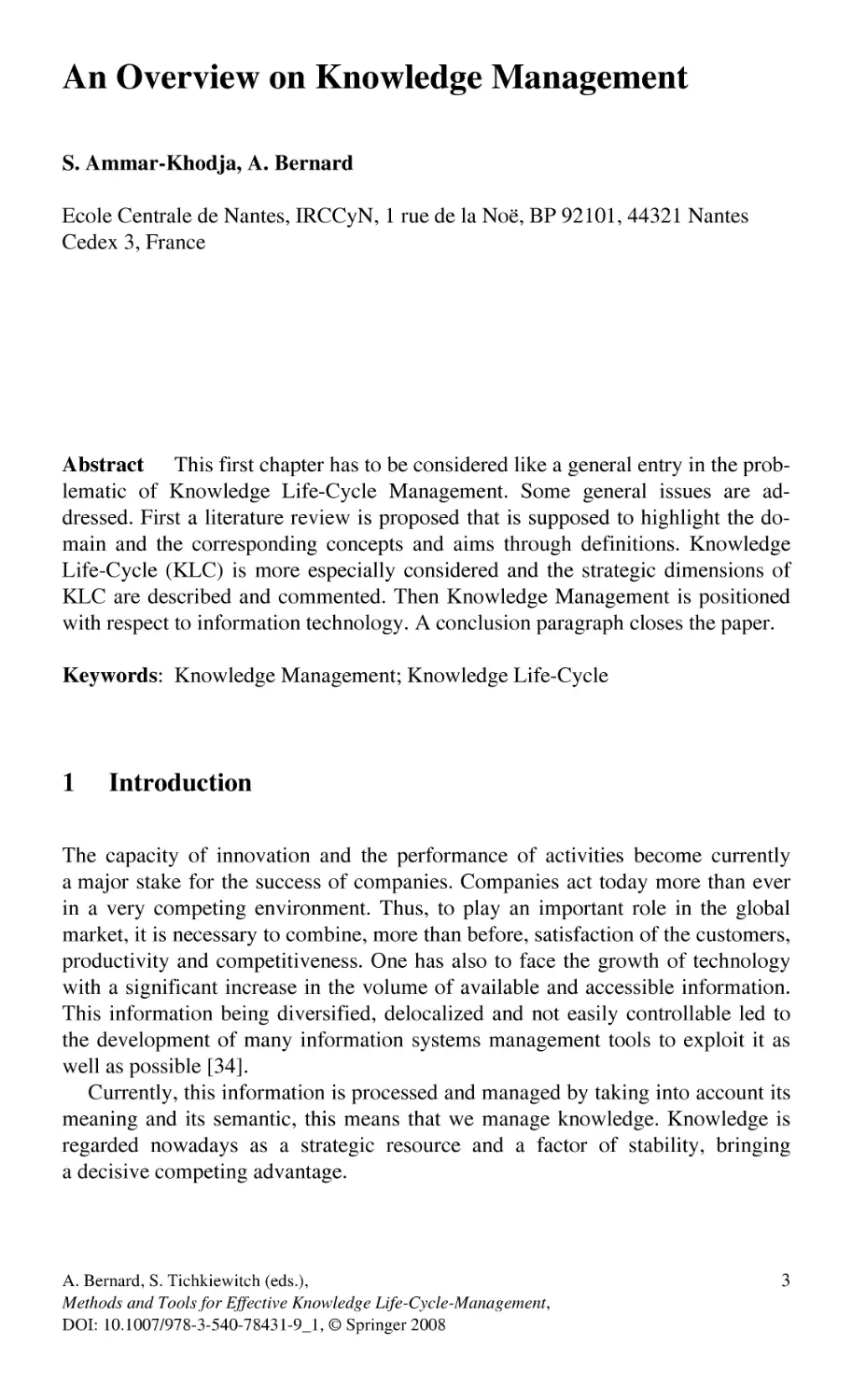 An Overview on Knowledge Management