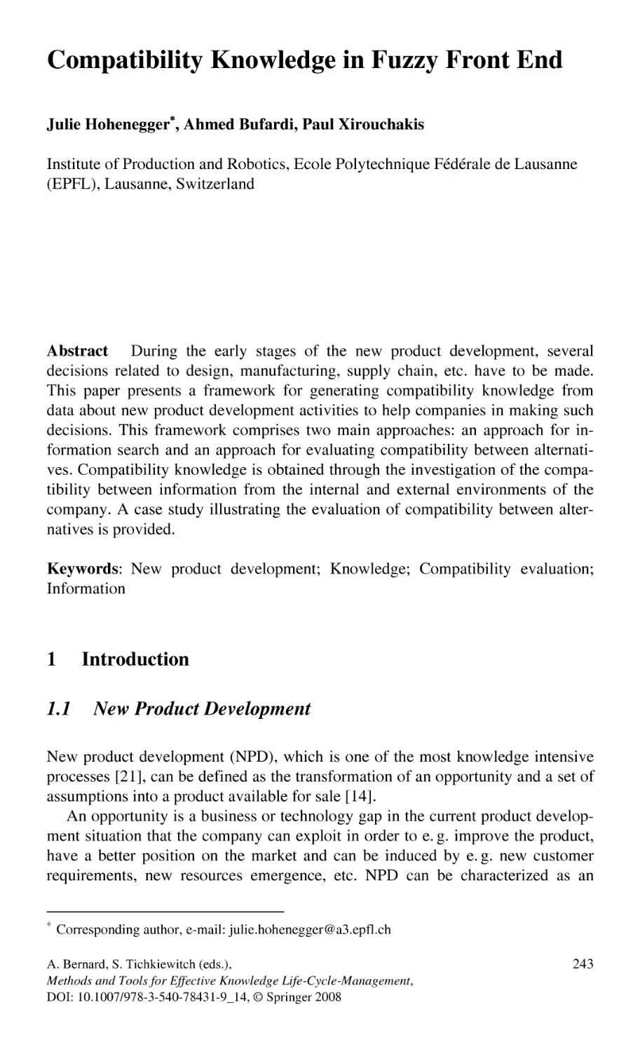 Compatibility Knowledge in Fuzzy Front End