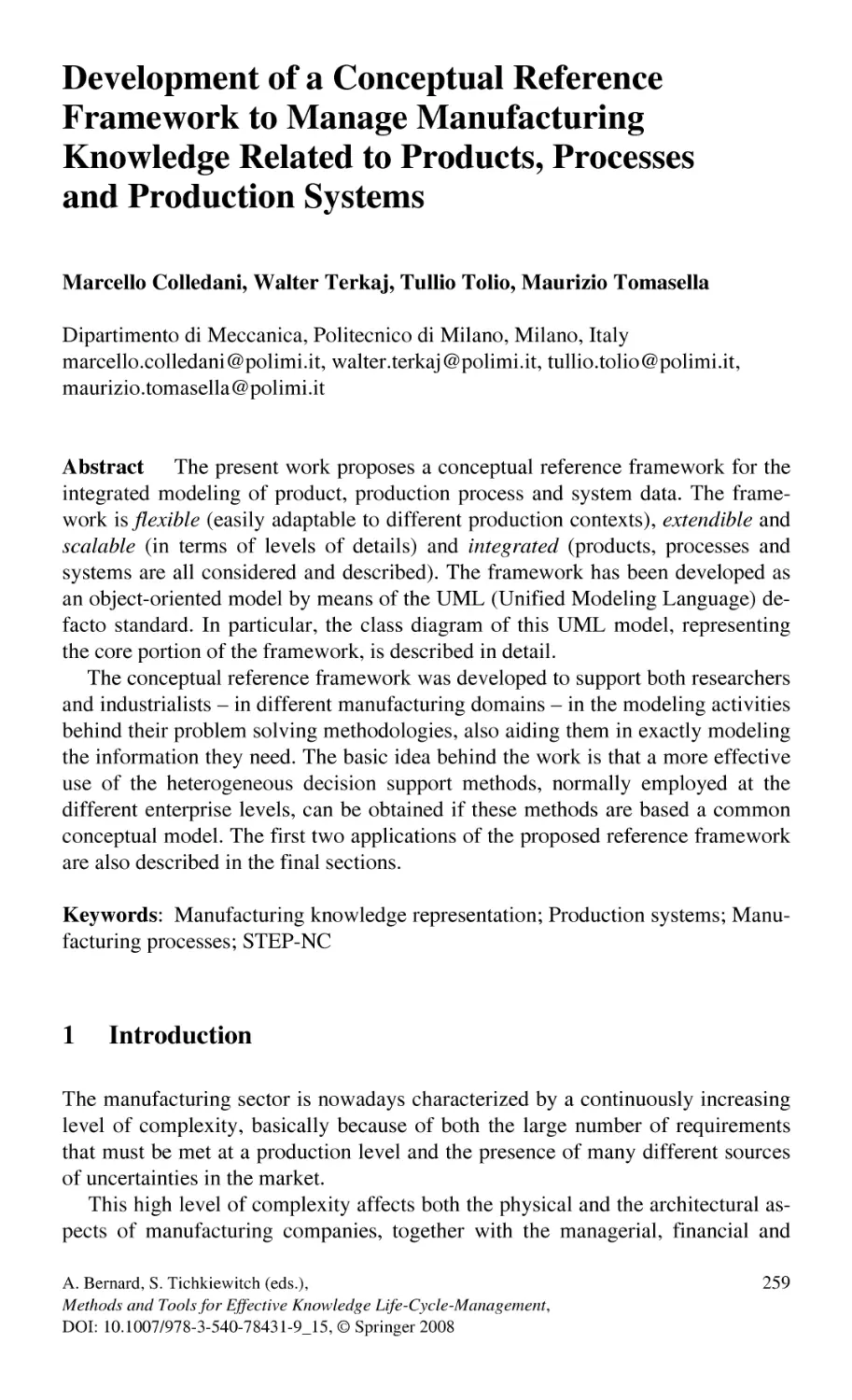 Development of a Conceptual Reference Framework to Manage Manufacturing Knowledge Related to Products, Processes and Production Systems