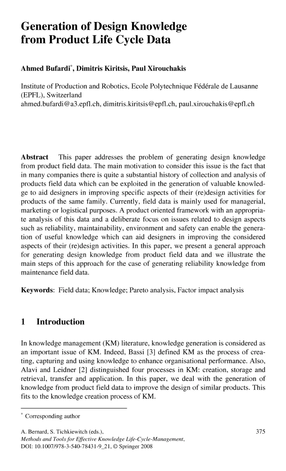 Generation of Design Knowledge from Product Life Cycle Data