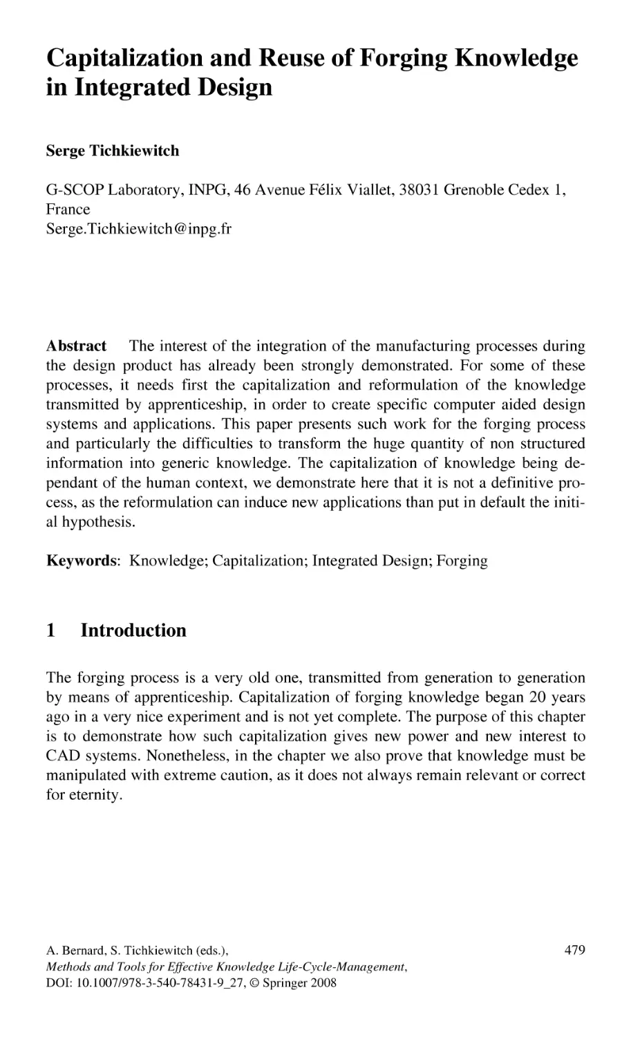 Capitalization and Reuse of Forging Knowledge in Integrated Design