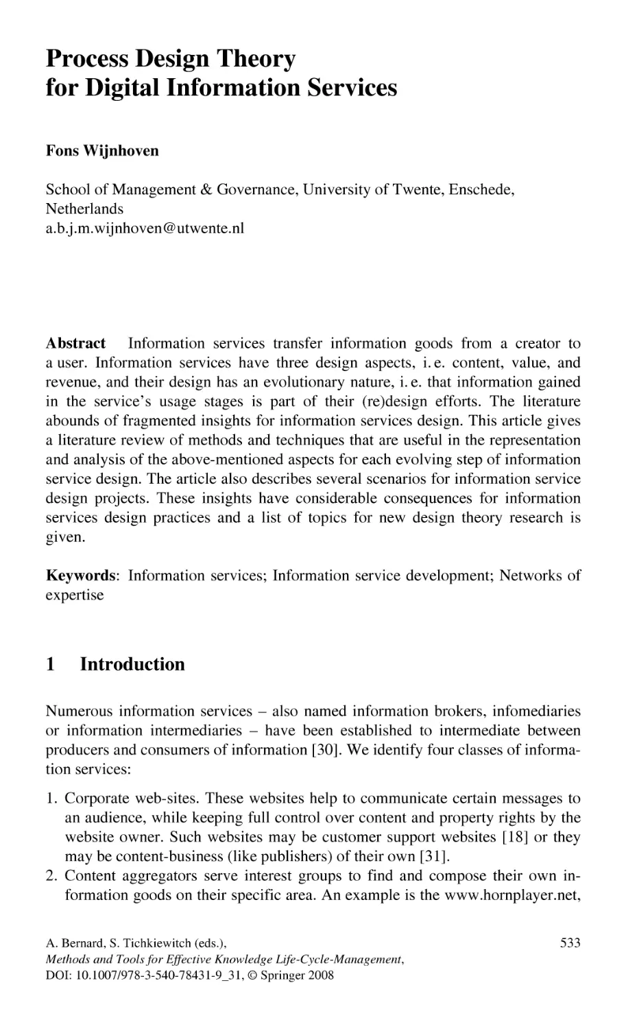 Process Design Theory for Digital Information Services