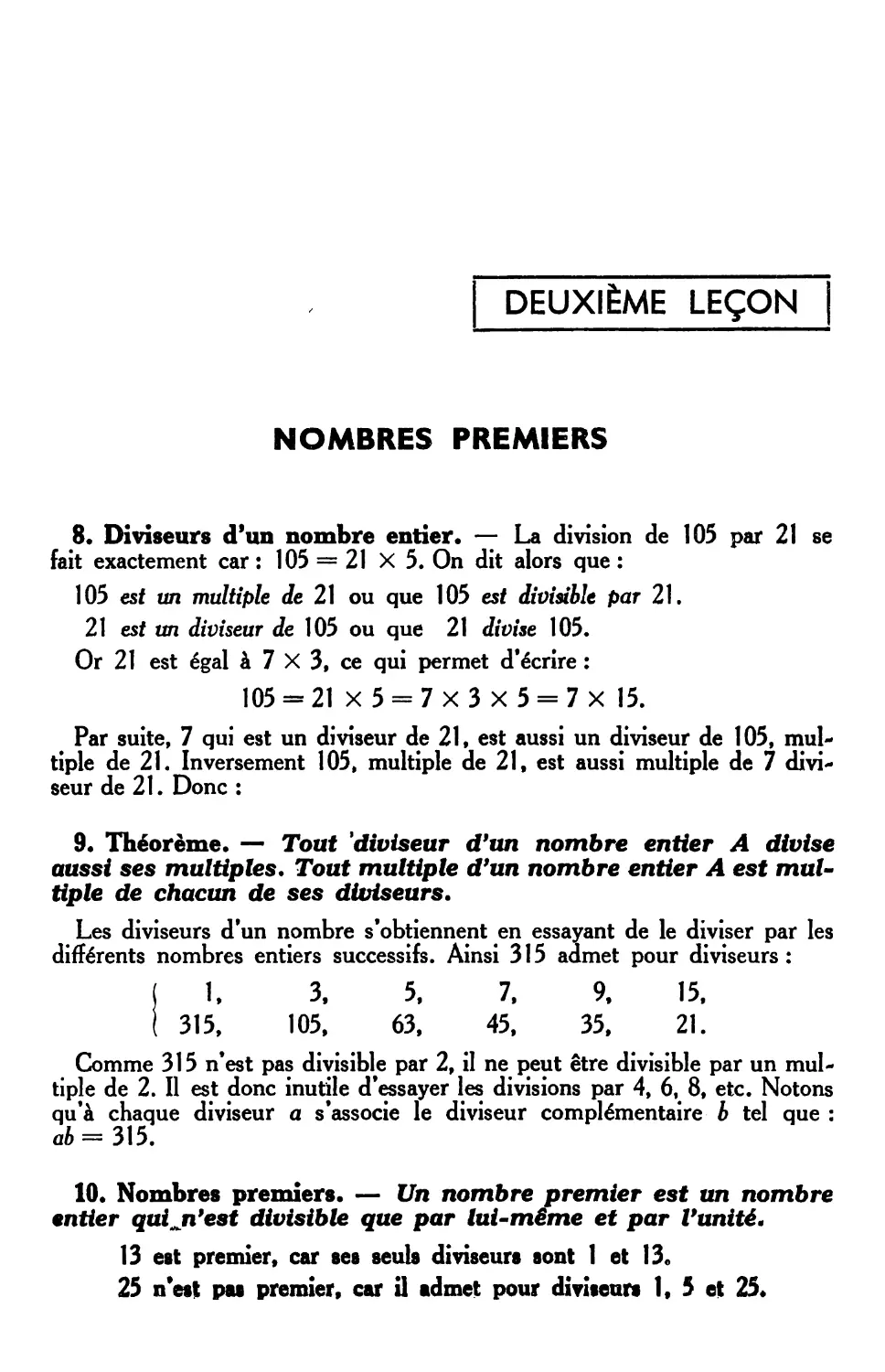 IIe leçon. — Nombres premiers