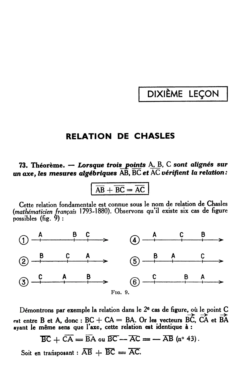 Xe leçon. — Relation de Chasles