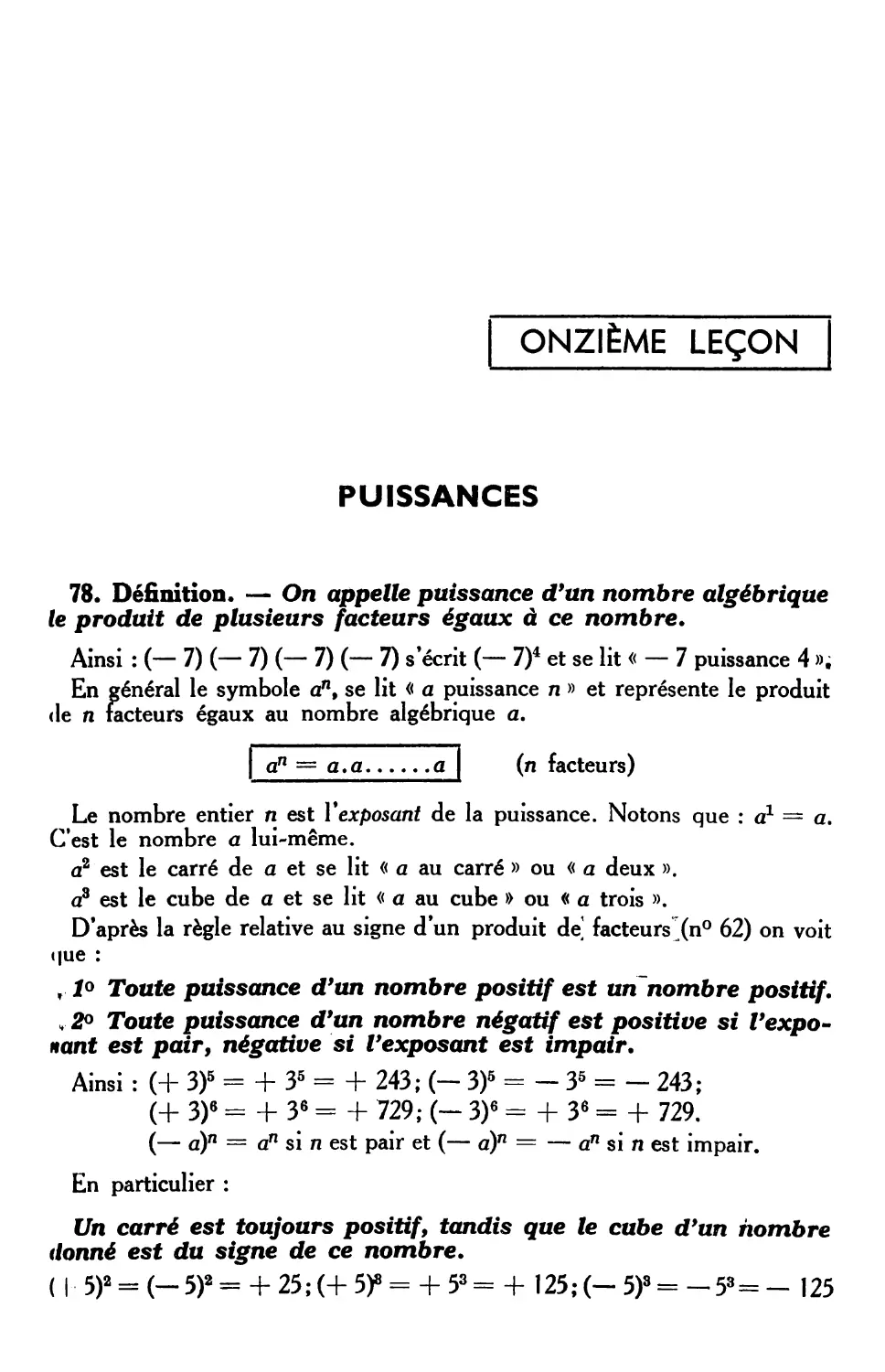 XIe leçon. — Puissances