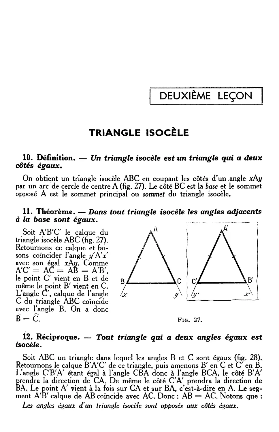 IIe leçon. -— Triangle isocèle