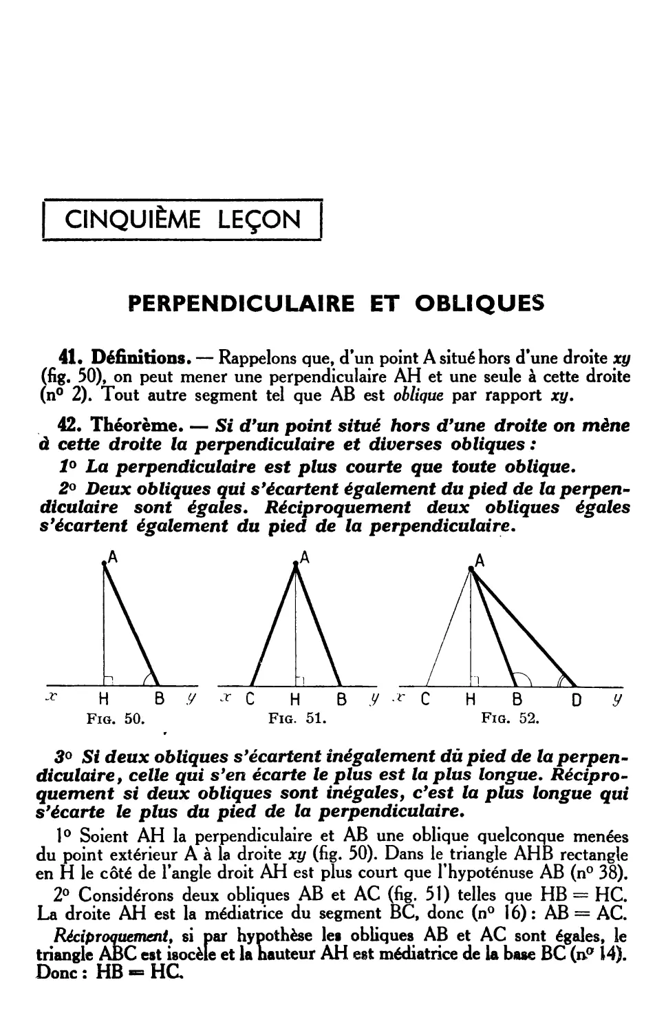 Ve leçon. — Perpendiculaire et obliques