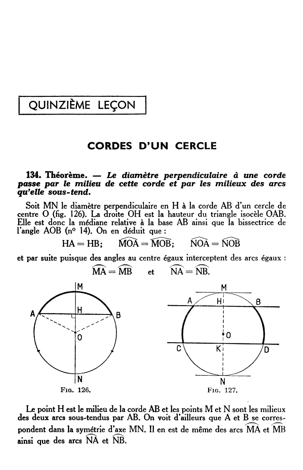 XVe leçon. — Cordes d’un cercle