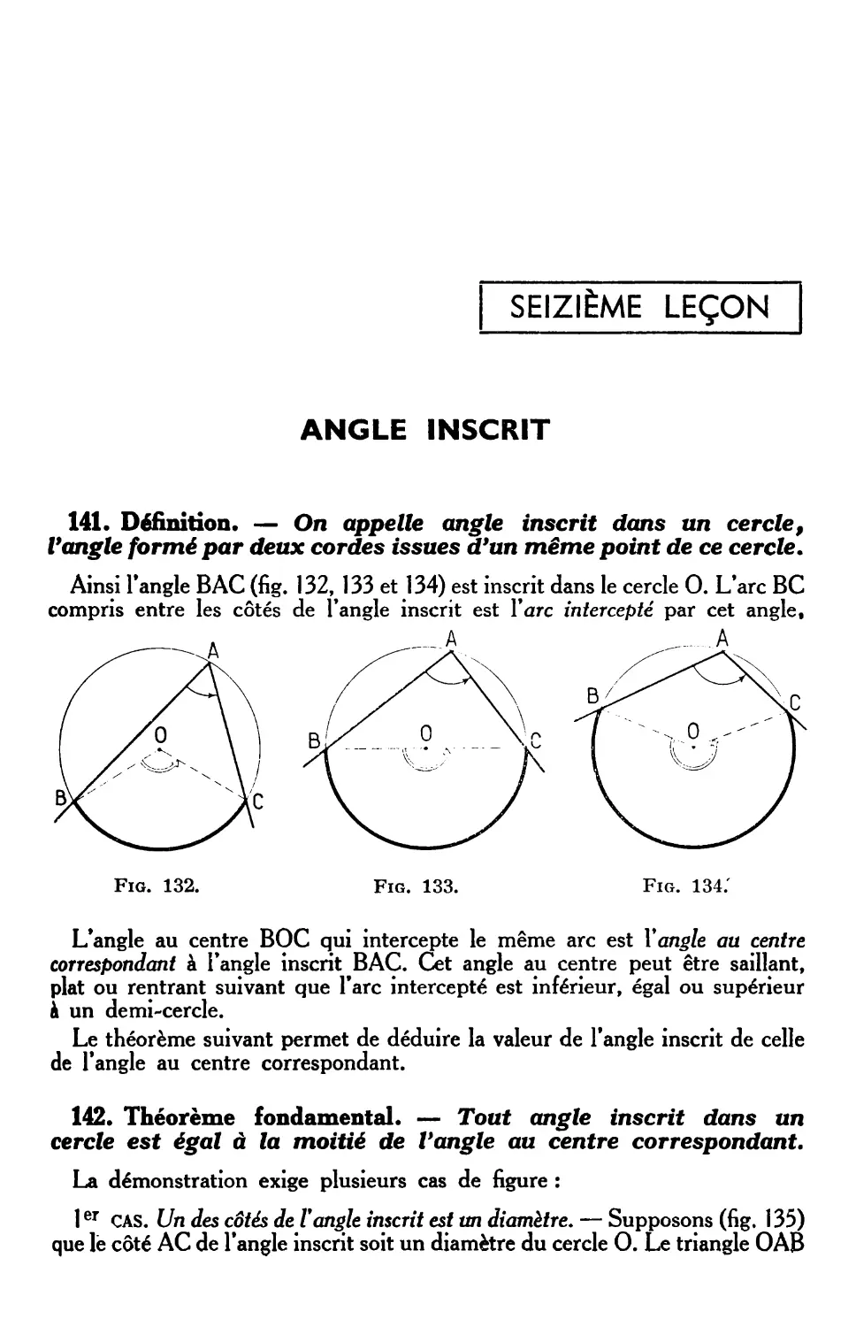 XVIe leçon. — Angle inscrit