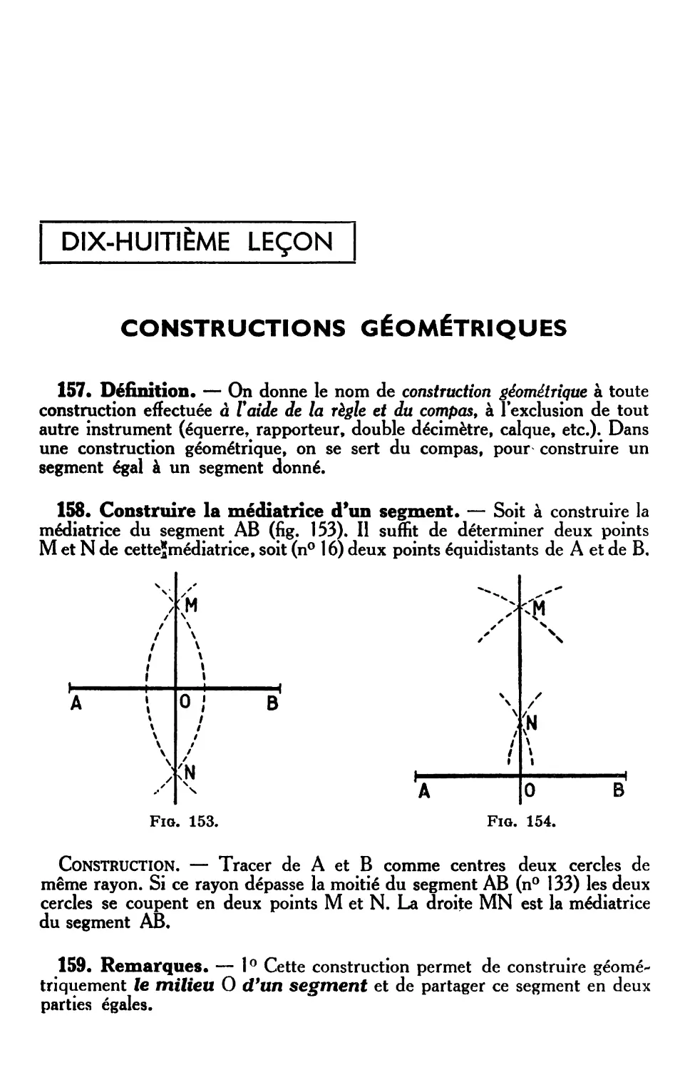 XVIIIe leçon. —- Constructions géométriques