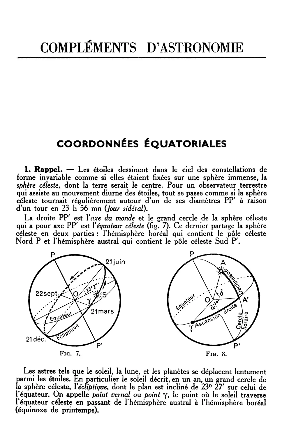 — Coordonnées équatoriales