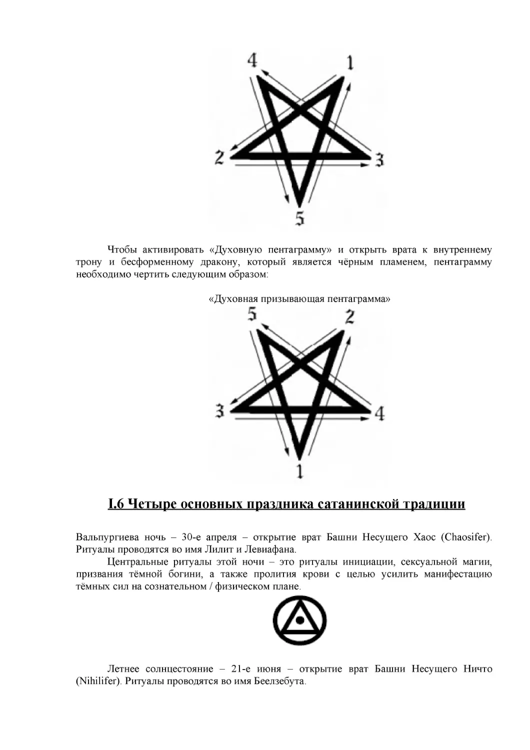 I.6 Четыре основных праздника сатанинской традиции