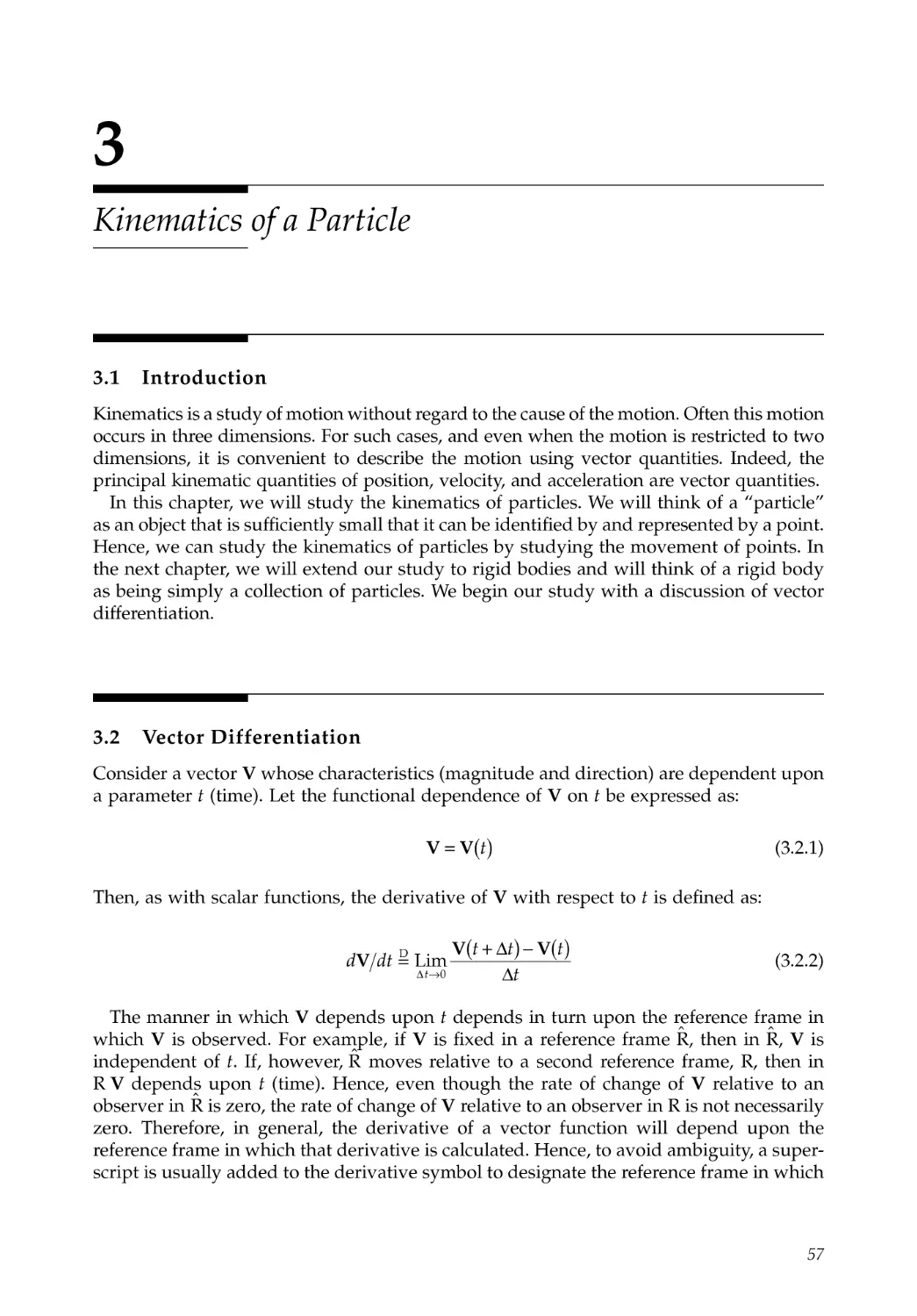 3.  Kinematics of a Particle